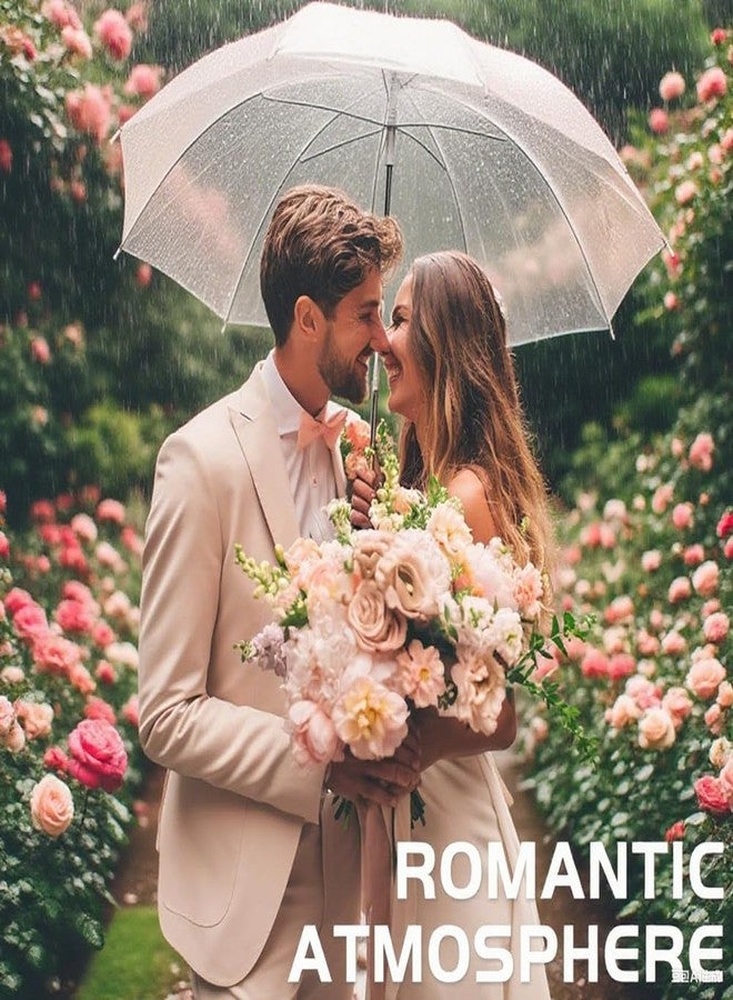 Kvittra 18 Pack Clear Wedding Umbrellas - Bulk 36" Transparent Bubble Umbrellas, Auto Open & Windproof with J-Hook Handle - Waterproof Canopy for Bride, Groom, Photography, Golf, Outdoor Events - Image 5
